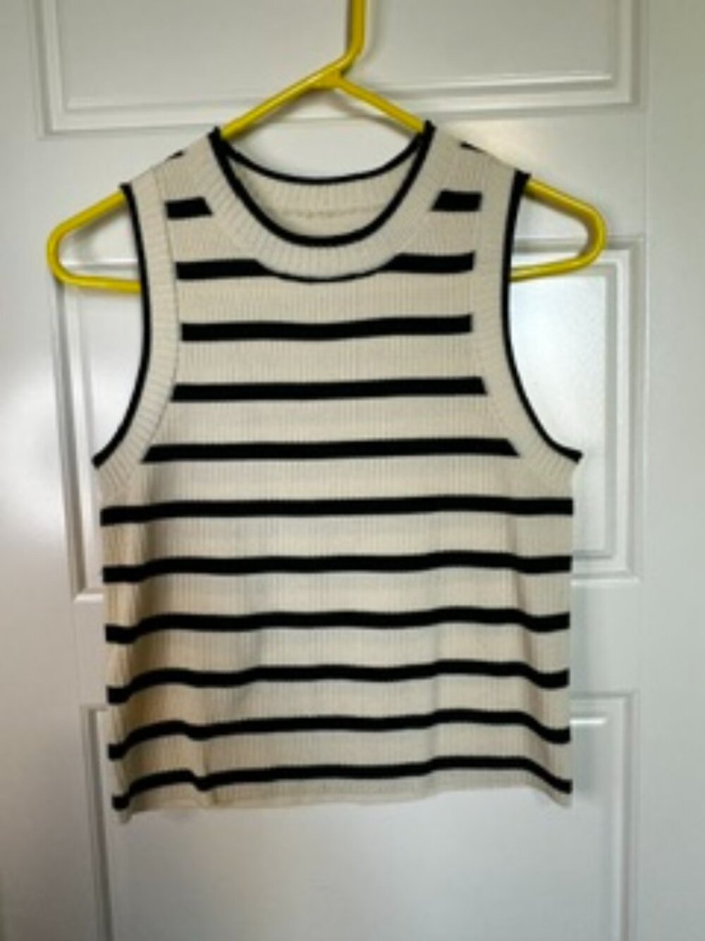 Black & Cream Stripped Tank Top Commense